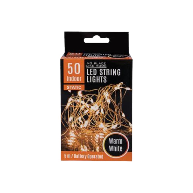 LED Fairy Rope Lights 50X Warm White 5m Battery Operated