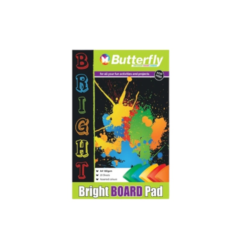 Butterfly A4 Project Bright Board Pad 160Gsm 5 Colour 20 Sheet