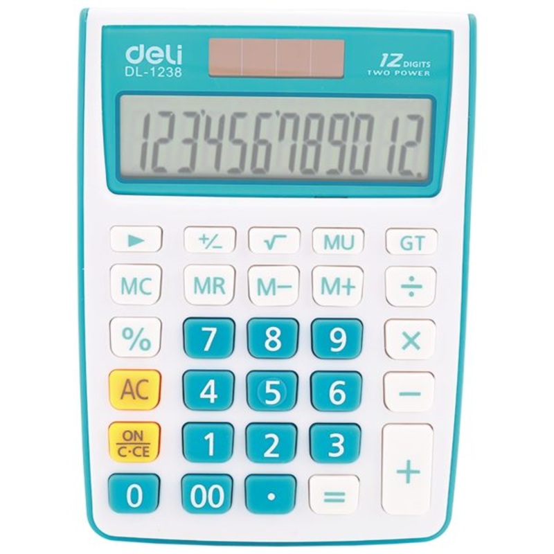 Deli Calculator Plastic 8 Digit Black  Flip Cover