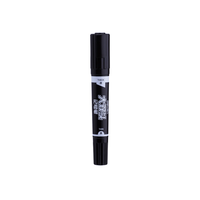 Deli Permanent Marker Black Dual 2 Tip Bullet 1.5mm – Chisel 2x6mm ES555 1pc