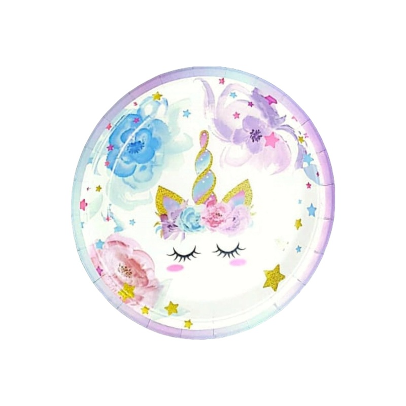 Disposable Party Paper Plate 9inch 22.5cm Unicorn 10pcs