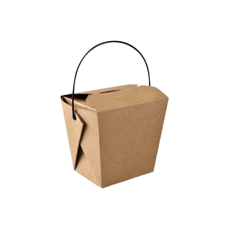 Kraft Paper Food Lunch Box Square with Handle 10.3×9.1×10.4cm