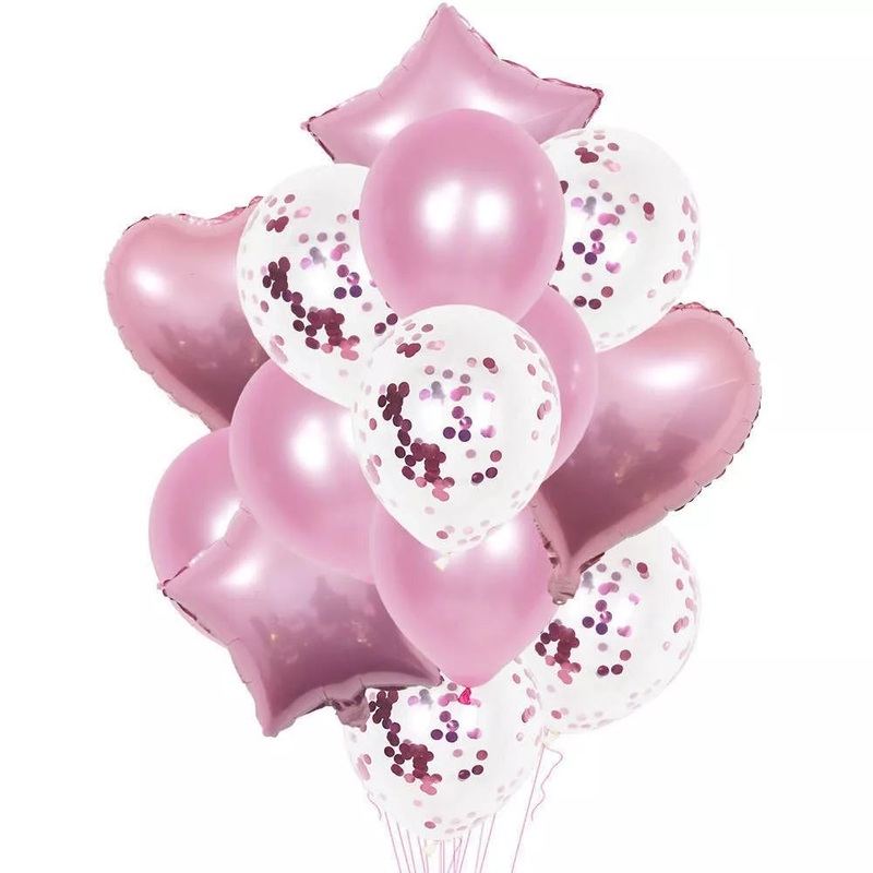 Party Latex Balloon 14pcs Set Baby Pink