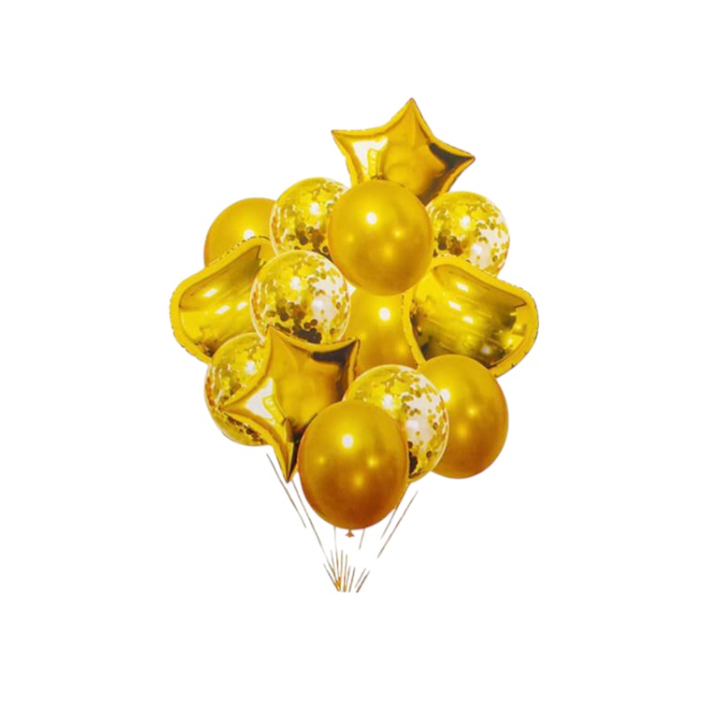 Party Latex Balloon 14pcs Set Gold