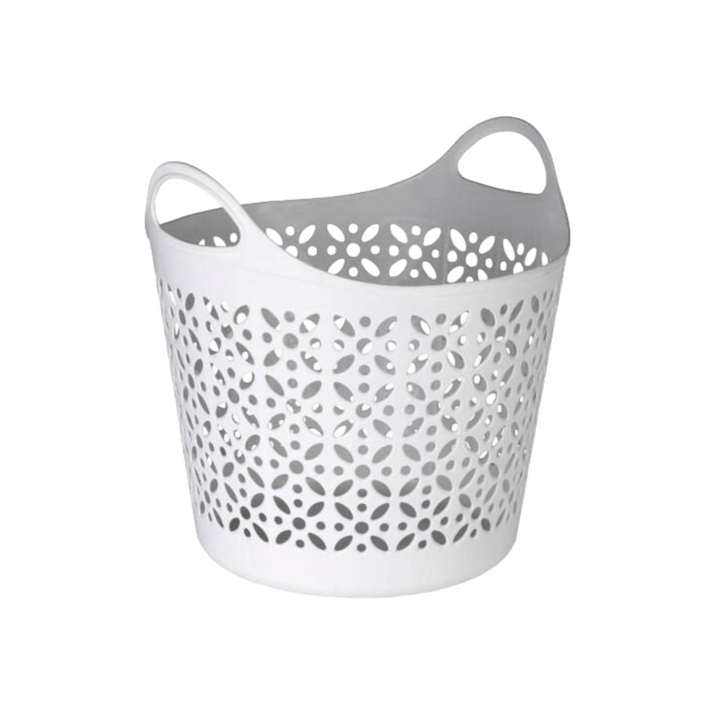 Tote Laundry Basket Plastic White