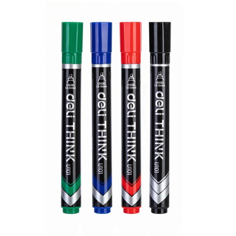 Deli Permenant Marker Bullet Tip 1.5mm 4pack Assorted