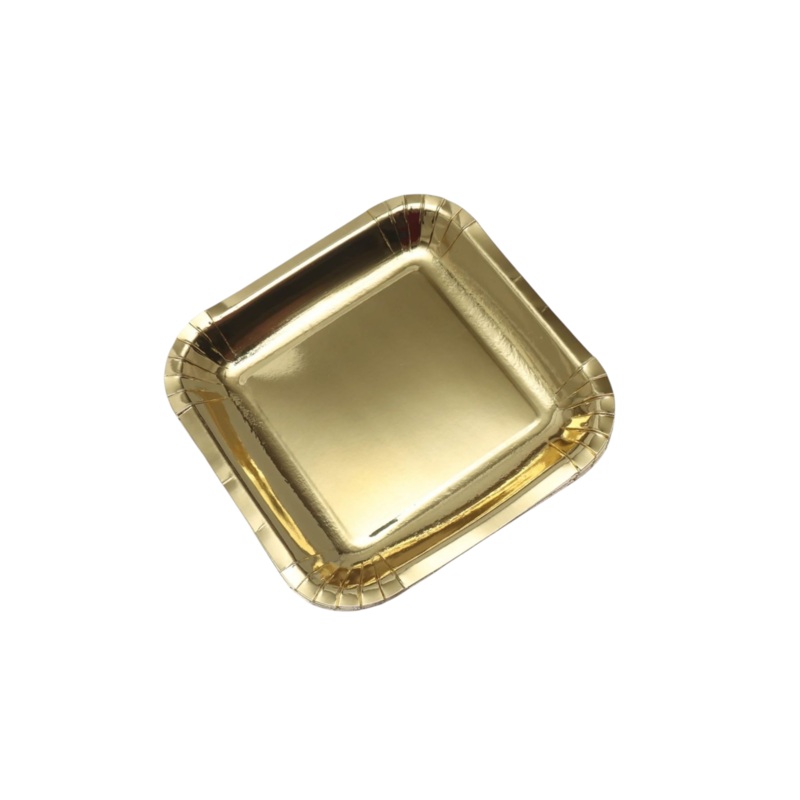 Disposable Party Paper Plates Square Gold 7Inch 18cm 10pack