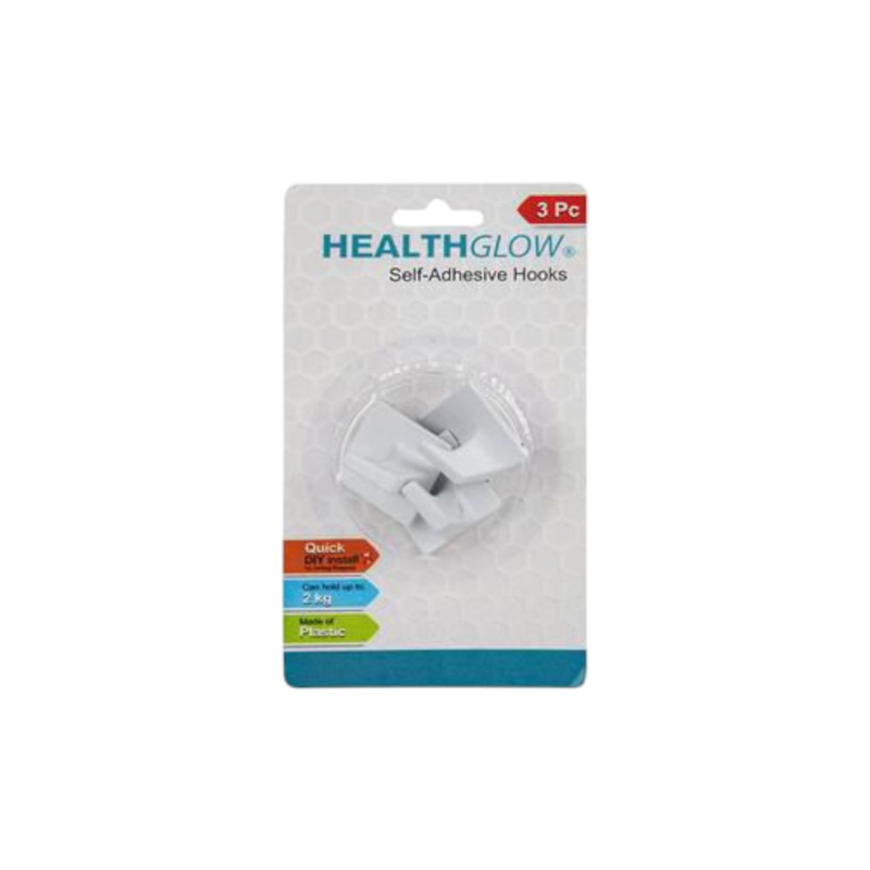 Self Adhesive Hanging Utility Hooks Plastic Square 3pc