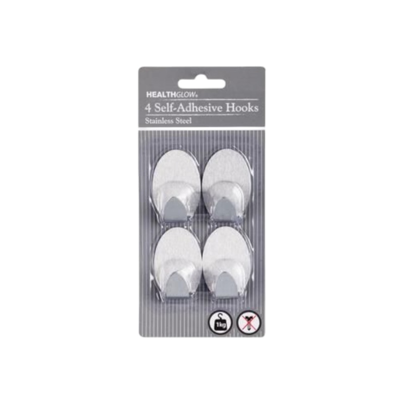 Self Adhesive Hanging Utility Hooks Stainless Steel 4pc