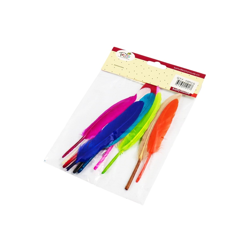 Colourful Feathers L10 15cm 10pcs Ass Em