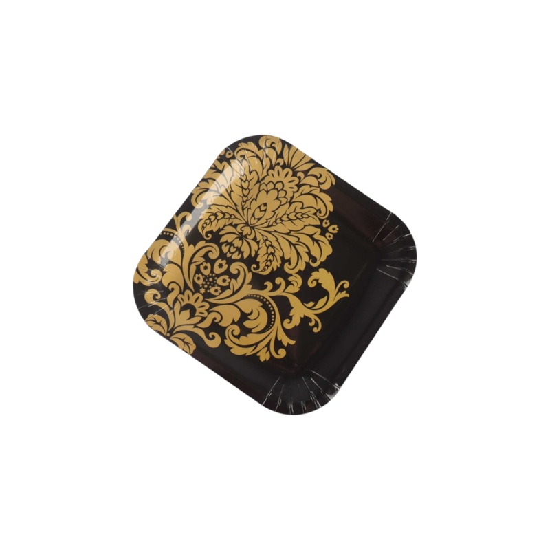 Disposable Party Paper Plate Gold Square 7inch 10pack