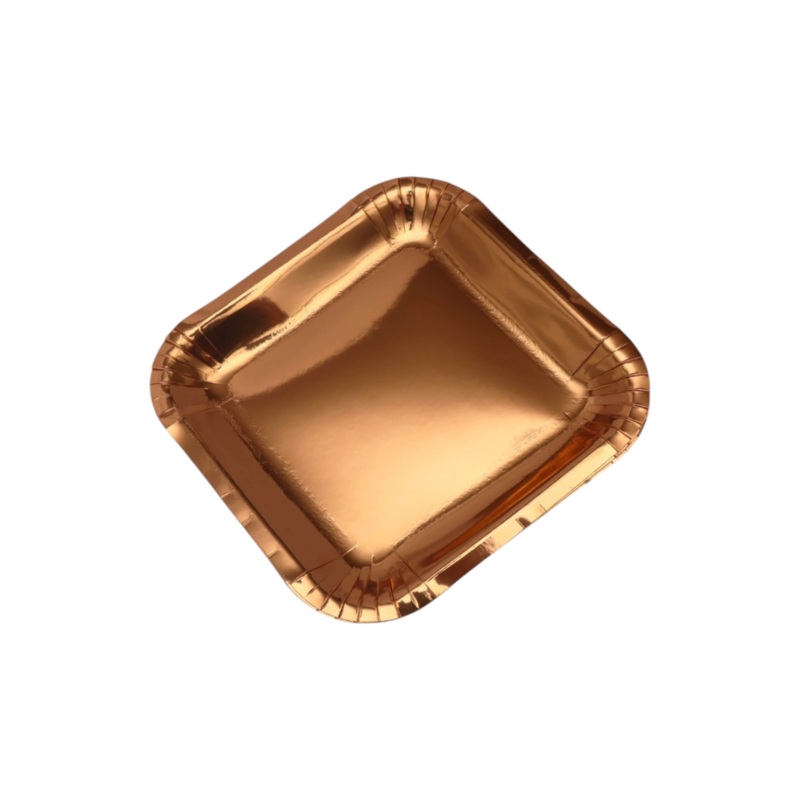 Disposable Party Paper Plates Square Rose Gold 9Inch 23cm 10pack