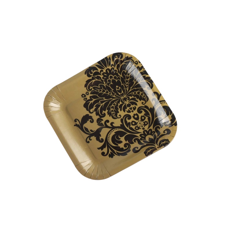 Party Paper Plate Square Gold 7Inch 18cm 10pack