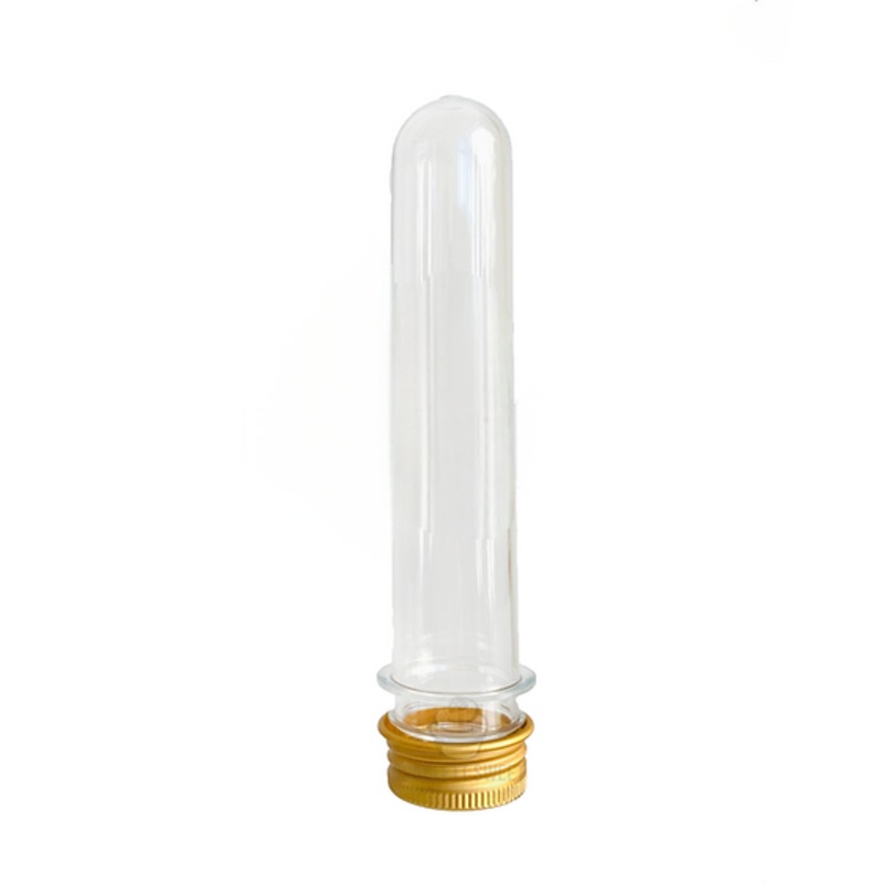 Plastic PET Test Tube – Vials Container Bottle 10cm Tube Shape with Gold Lid