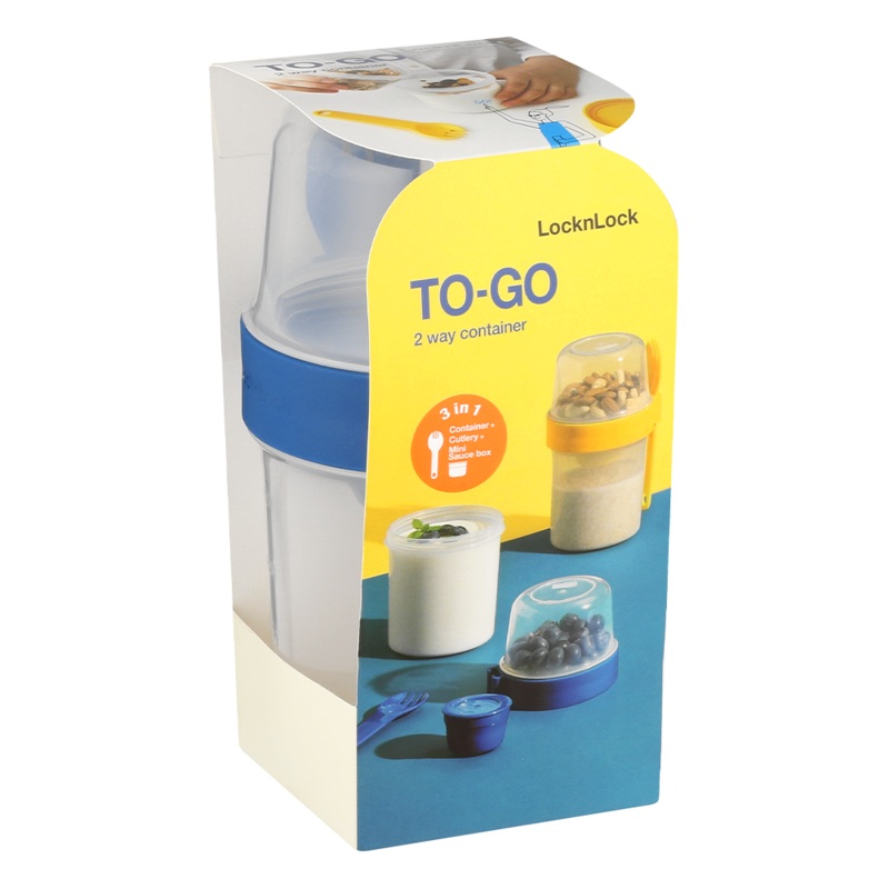 560ml with 310ml LocknLock Pet Food Container To Go 2 in 1 Cereal Black LLS222LB