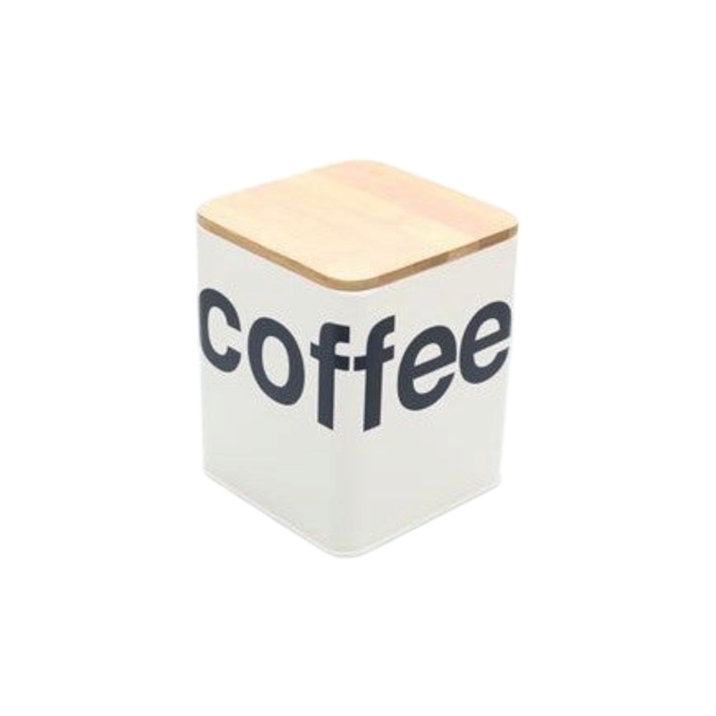 Coffee Storage Tin Cream  with Black Print 29822
