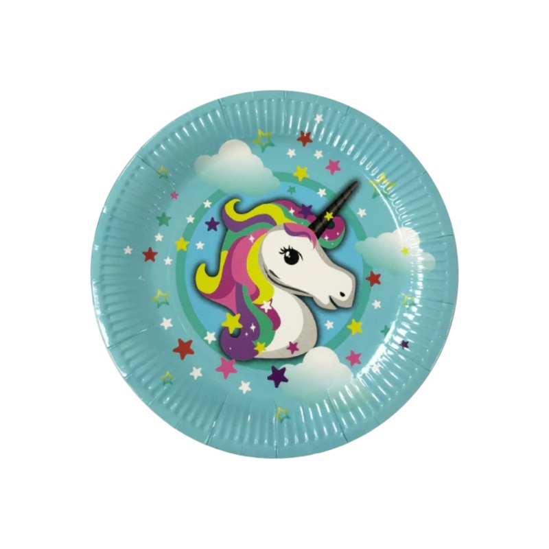Disposable Party Paper Plates 7inch Unicorn Print 10pc
