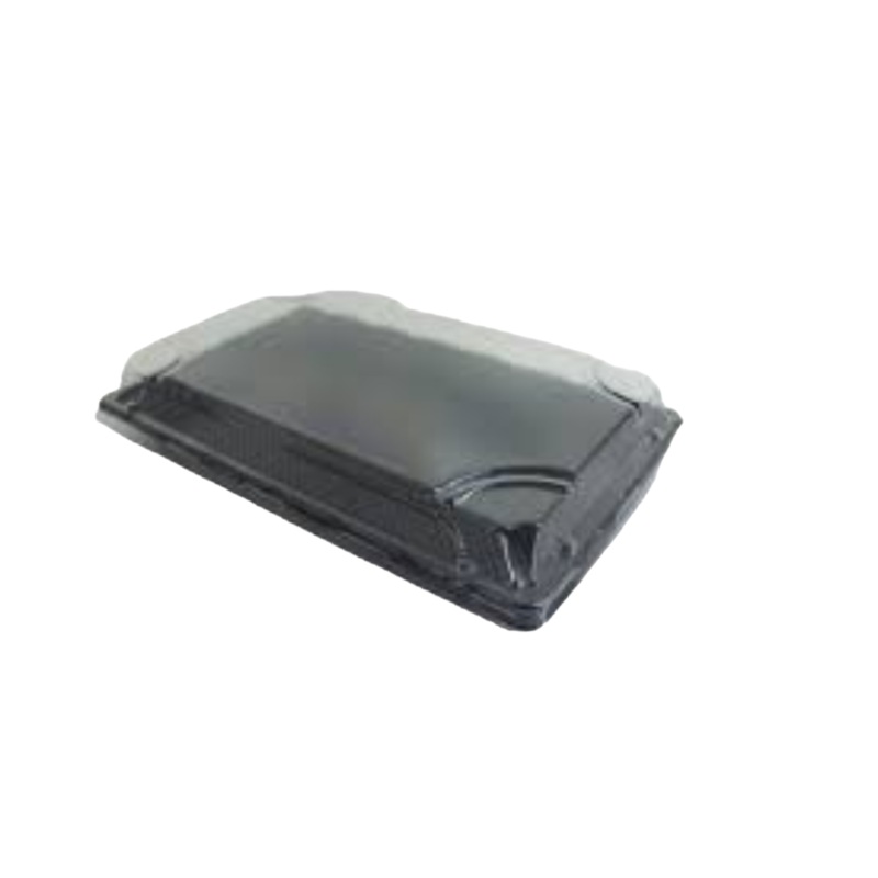 Disposable Serving To Go Plastic Container Black with Lid Rectangle 10.5×20.5cm x H-3.5cm