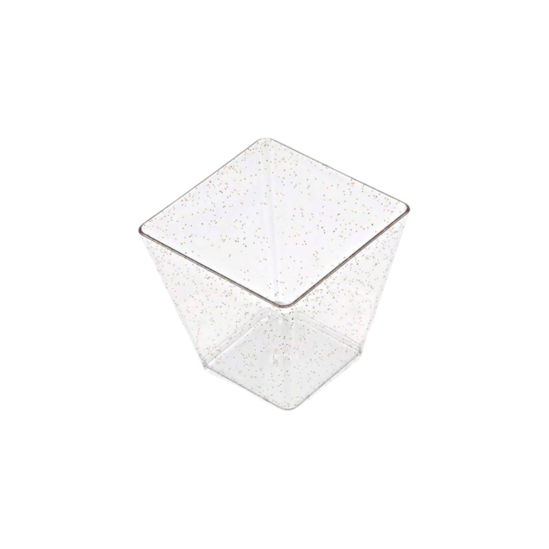 Acrylic Square Gold Glitter Parfait Reusable Dessert Cups 60ml 10Pcs 5×2.8×4.5cm