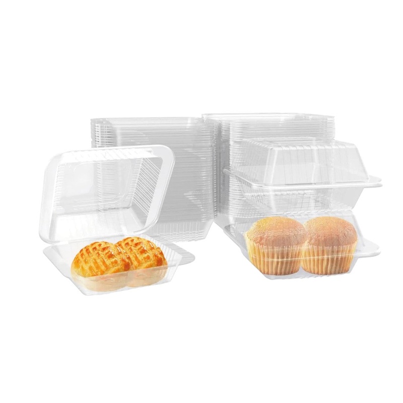 Disposable Transparent Plastic Box Clamshell Eco-Friendly Cake Dessert Box with Flip Lid 11x10cm 10pcs