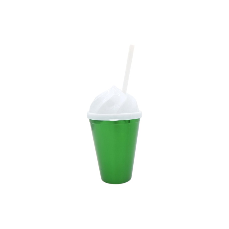 Plastic Smoothie Tumbler with dome Lid & Straw 420ml