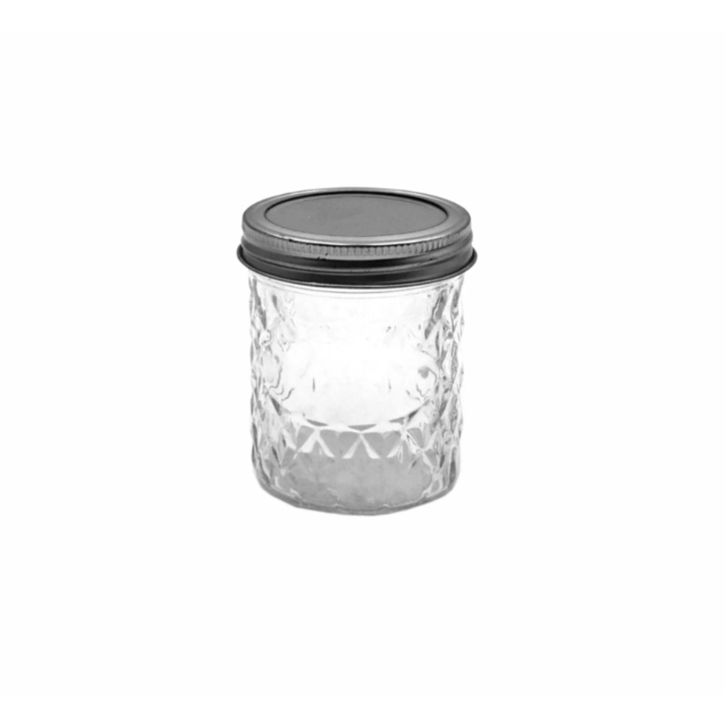 Regent Glass Jar 240ml Quiletd Crystal Jelly Preserve Jar with lid Band 6pack 15154