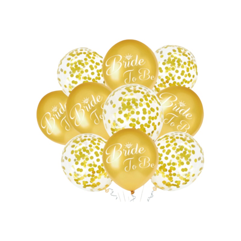 Bride to be Latex Balloons Gold & Clear 8pack
