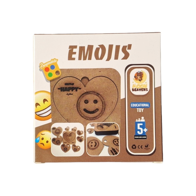 Educational Toy Wooden Emojis Puzzle 10x10cm MB60