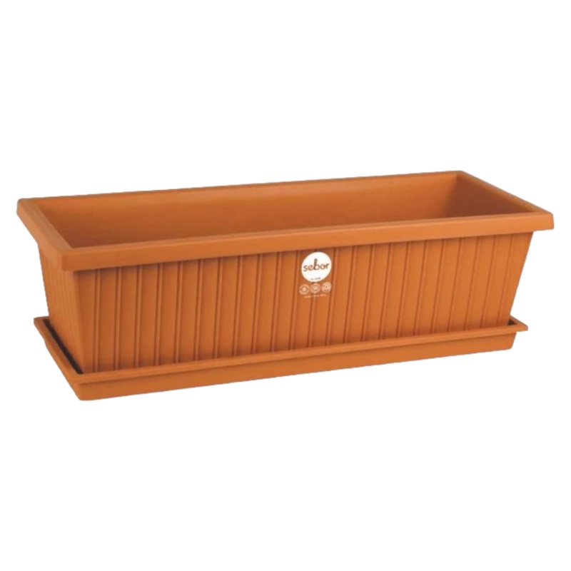 Sebor Terra Pot Planter Window Box & Saucer Set 50cm