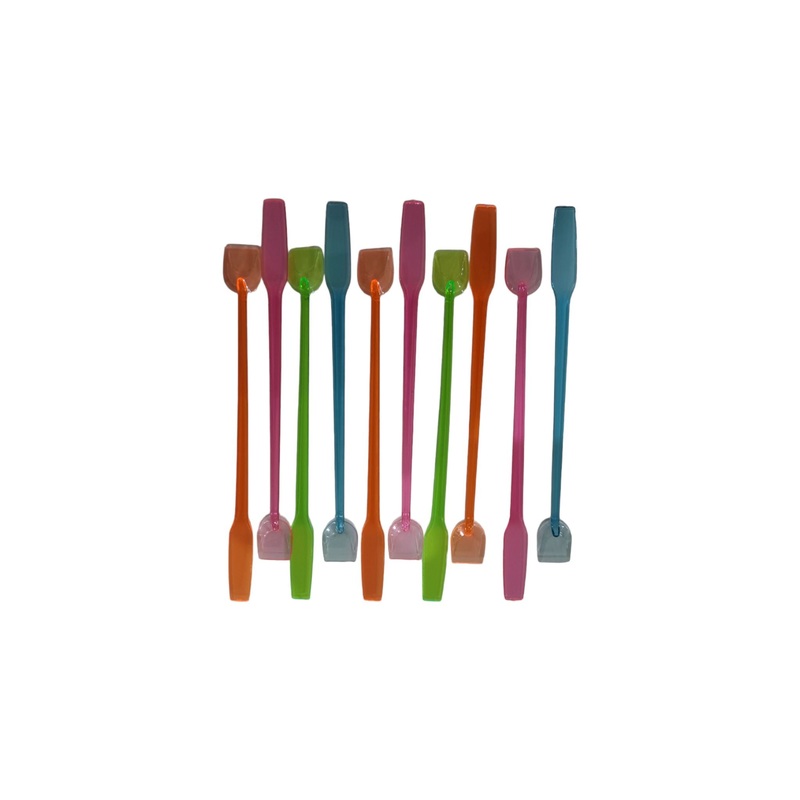 Cocktail Party Stirrer Spoon Sticks Neon Spade & Paddle 10pc