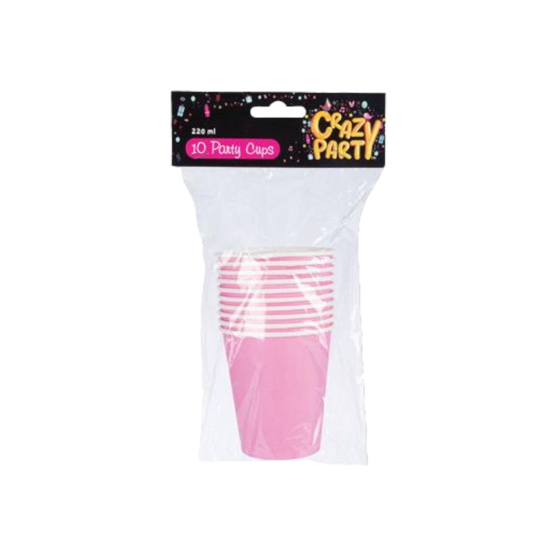 Disposable Picnic Party Paper Cups Pink 250ml 10pack