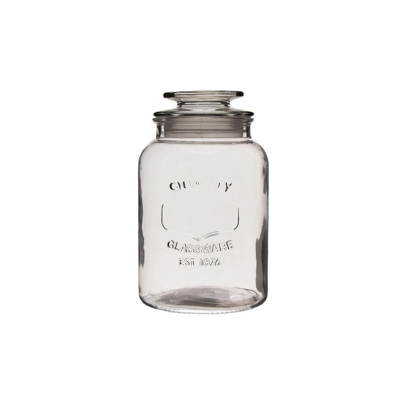 Regent Round Canister 1.2L Quality Embossed with Glass Lid 11329
