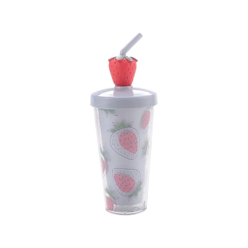 Acrylic Smoothie Tumbler Cup 450ml with Straw and Lid  Ice Cream XBOT142