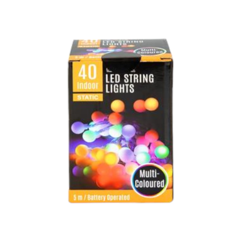 LED String Fairy Ball Lights 40X Multi Colour 5.5m