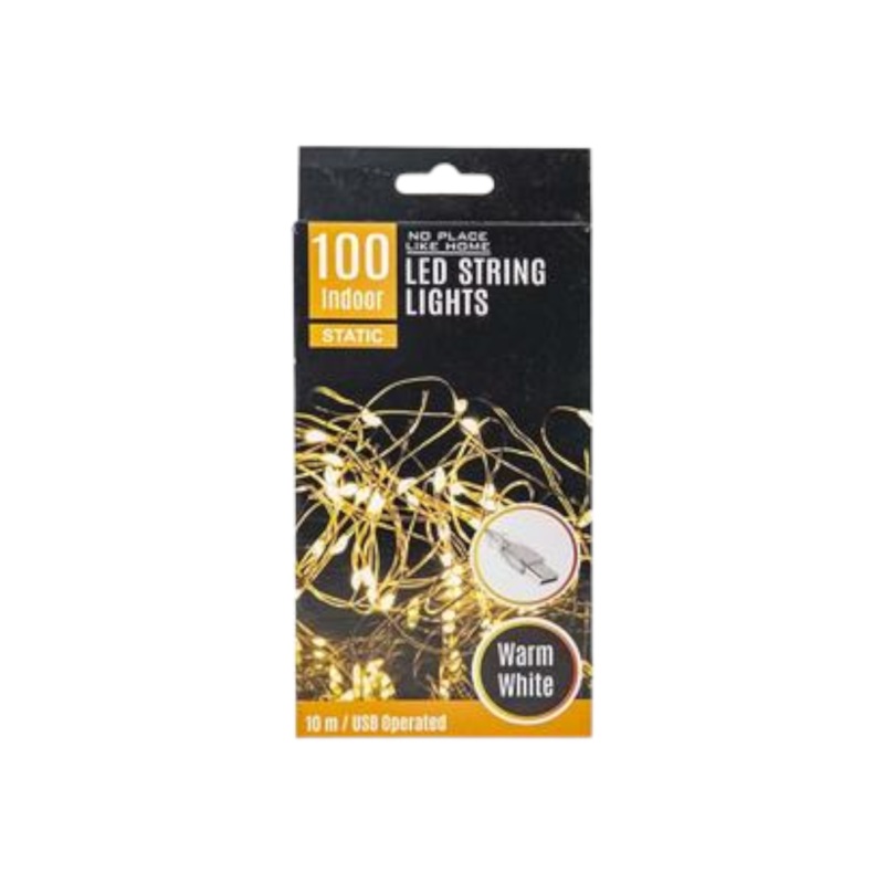 LED String Fairy Lights Indoor 100X Warm White 10m with USB