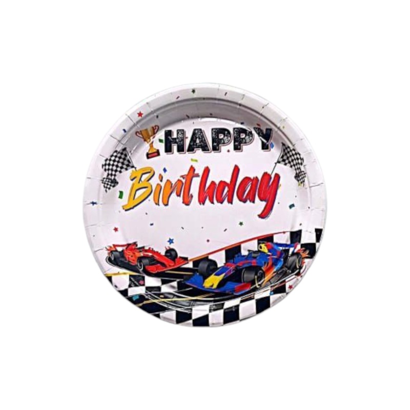 Party Paper Plate 9inch 10pcs Race Car Design
