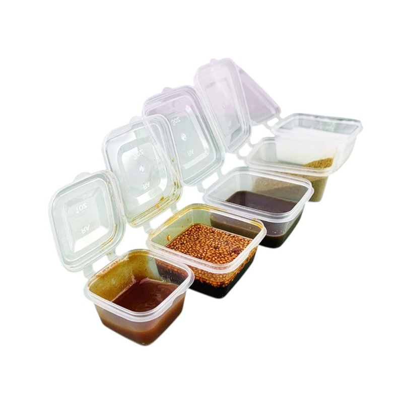Square Disposable Sauce Cups PP Material Dipping Sauce Plastic 10pcs