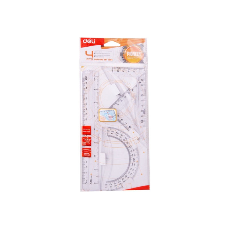 Deli Drafting 4pc Set Clear Deli