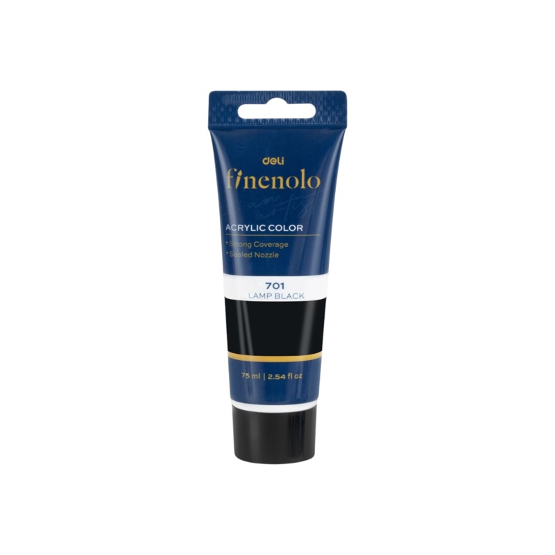 Deli Finenolo Acrylic Paint 75ml Lamp Black EC75-BK