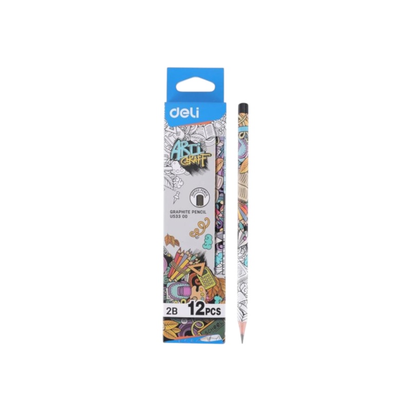 Deli Graphite Pencil 2B Dipped Head EU53300 12pc