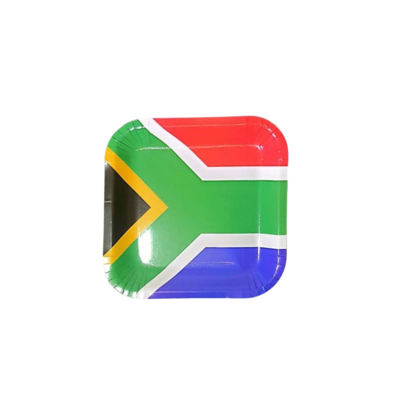 Party Paper Plate Square 7inch 18cm South African Flag 10pcs