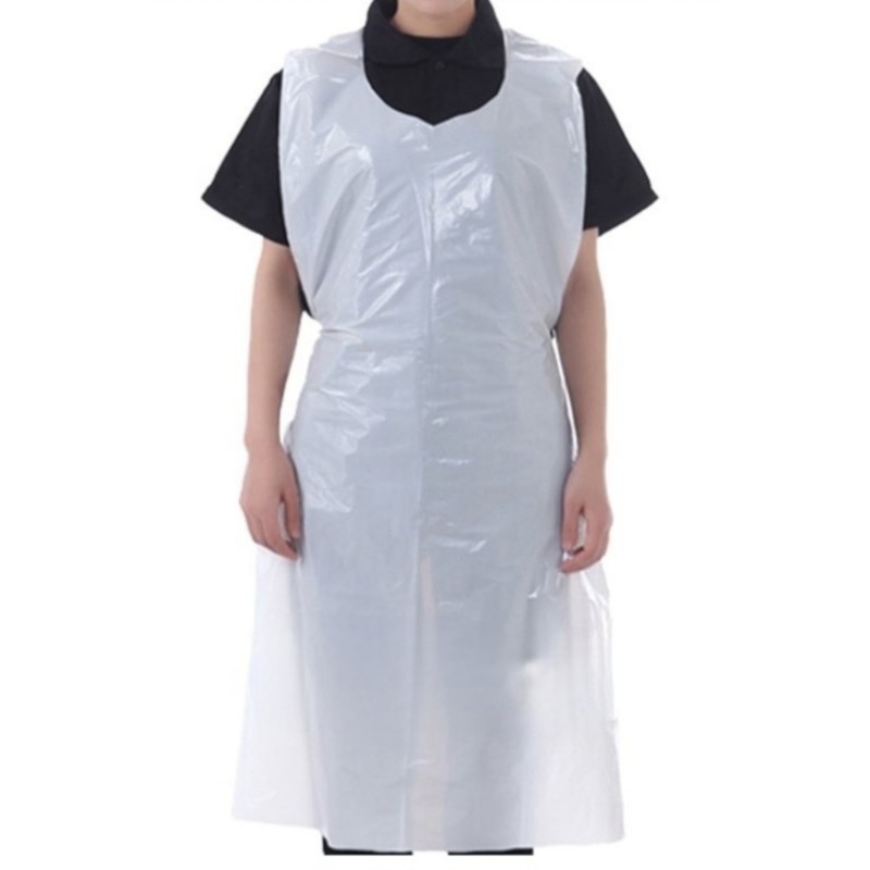 Apron Disposable Plastic White 660×985+25mm 20mic 25pack