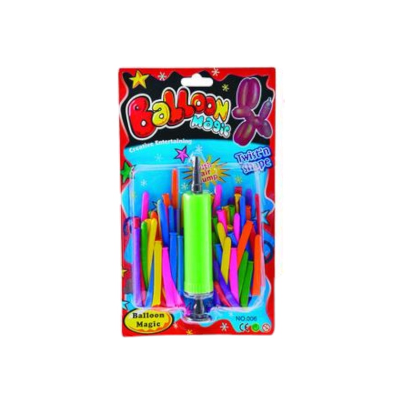 Balloon Inflator Air Hand Pump with 36-Assorted Long Balloons