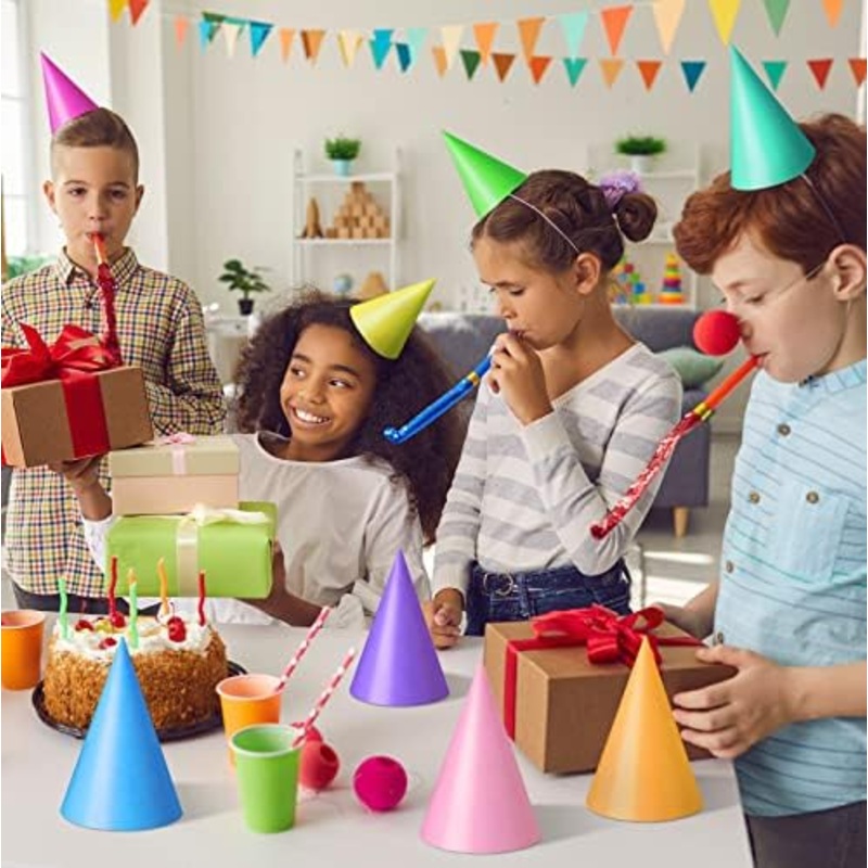 Paper Party Hat 20cm Solid Colur 10pack