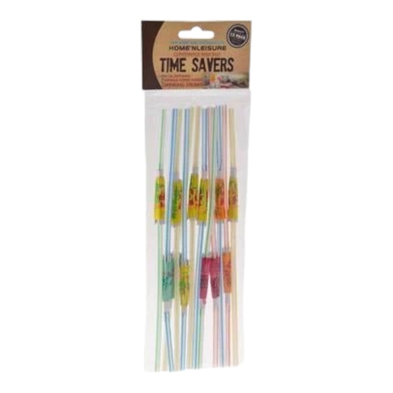 Time Savers Cocktail Party Umbrella Straws Plastic 12pack