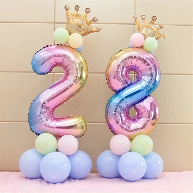 Party Rainbow Splash Multicoloured Large Number Foil Balloons 40inch 100cm 14pc Set