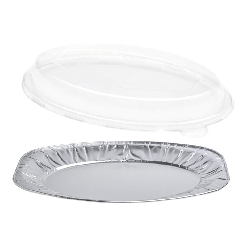 Aluminium Oval Catering Serving Tray with Dome 385x260x21mm