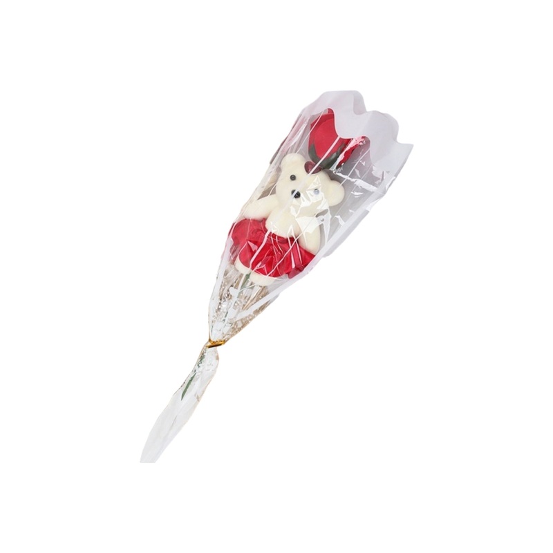 Artificial Rose & Bear Bouquet Bundle