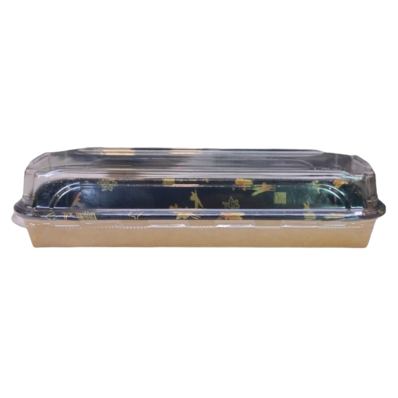 Disposable Serving To Go Kraft Food Tray with Lid  6.5×19.5cm x H-4.5cm