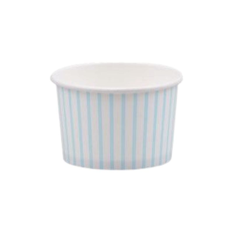 Ice Cream Paper Cups 120ml Baby Blue Stripes Vintage Tubs 10pack